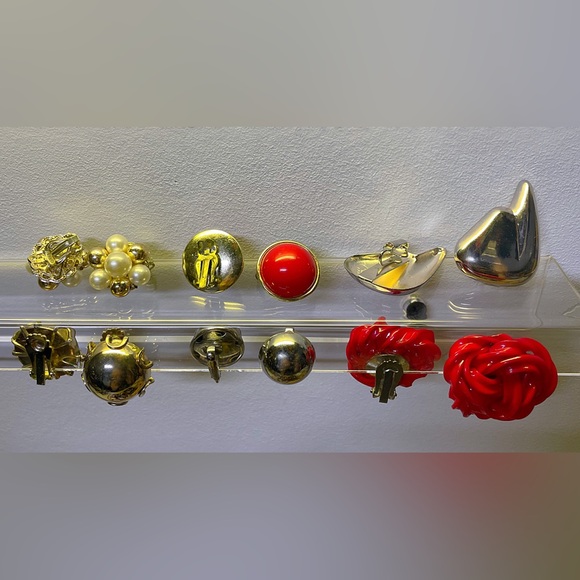 Vintage 60’s - 70’s Earrings Collection Red, Gold and Silver - Picture 2 of 9
